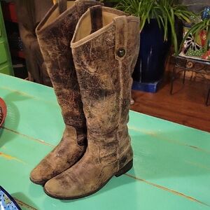 Frye Distressed Brown Over the Knee Boots